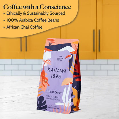 Product image of KAHAWA 1893 Medium Roast Ground Coffee African Spice Cinnamon Cardamom and Clove High Antioxidants