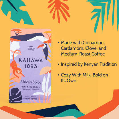 Product image of KAHAWA 1893 Medium Roast Ground Coffee African Spice Cinnamon Cardamom and Clove High Antioxidants