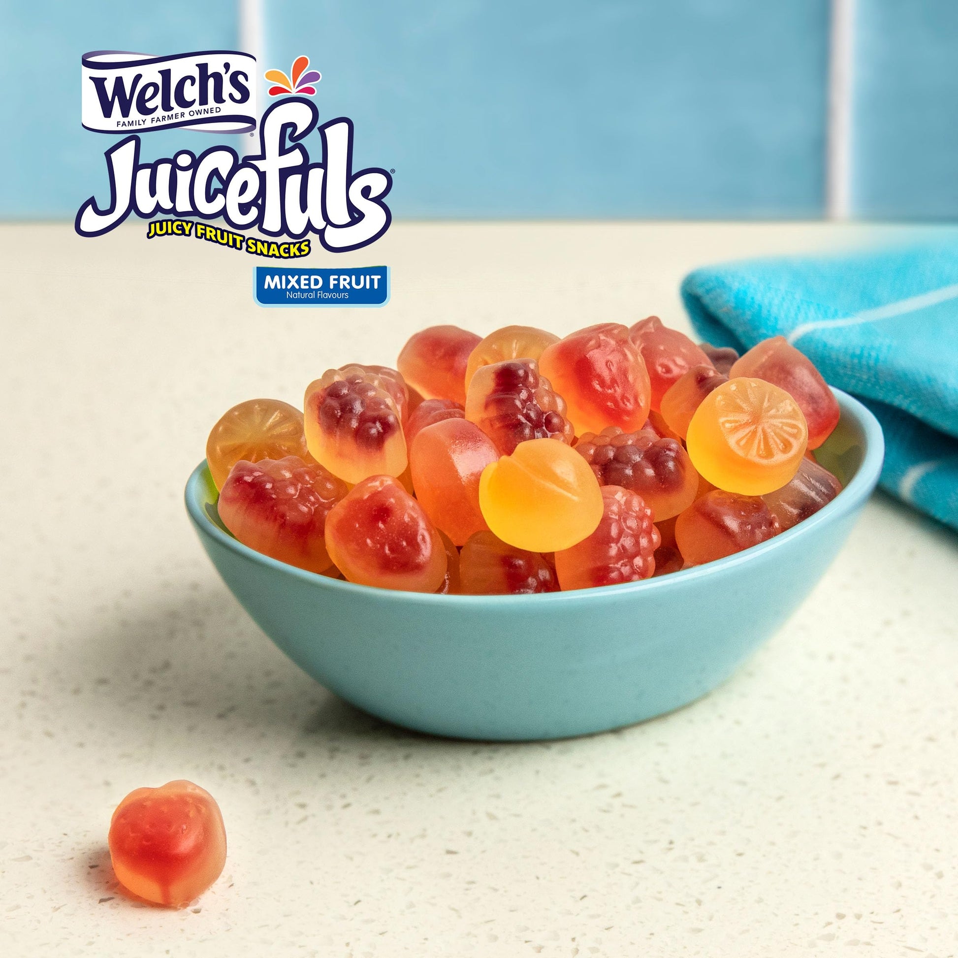 Product image of Welch's Juicefuls Juicy Fruit Snacks Mixed Fruit Fruit Gushers Gluten Free Sharing Size Bags 4 oz 4 oz Pack