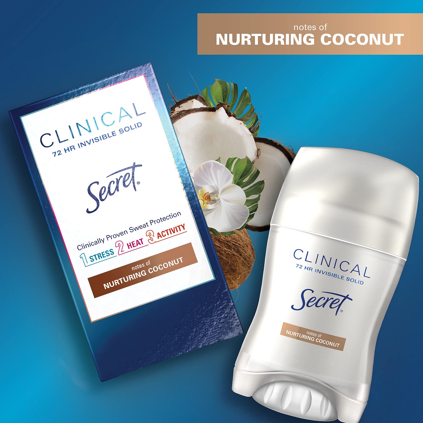 Product image of Secret Clinical Strength Antiperspirant and Deodorant Women Invisible Solid Clean Coconut 1.6 oz 1.6 oz Pack