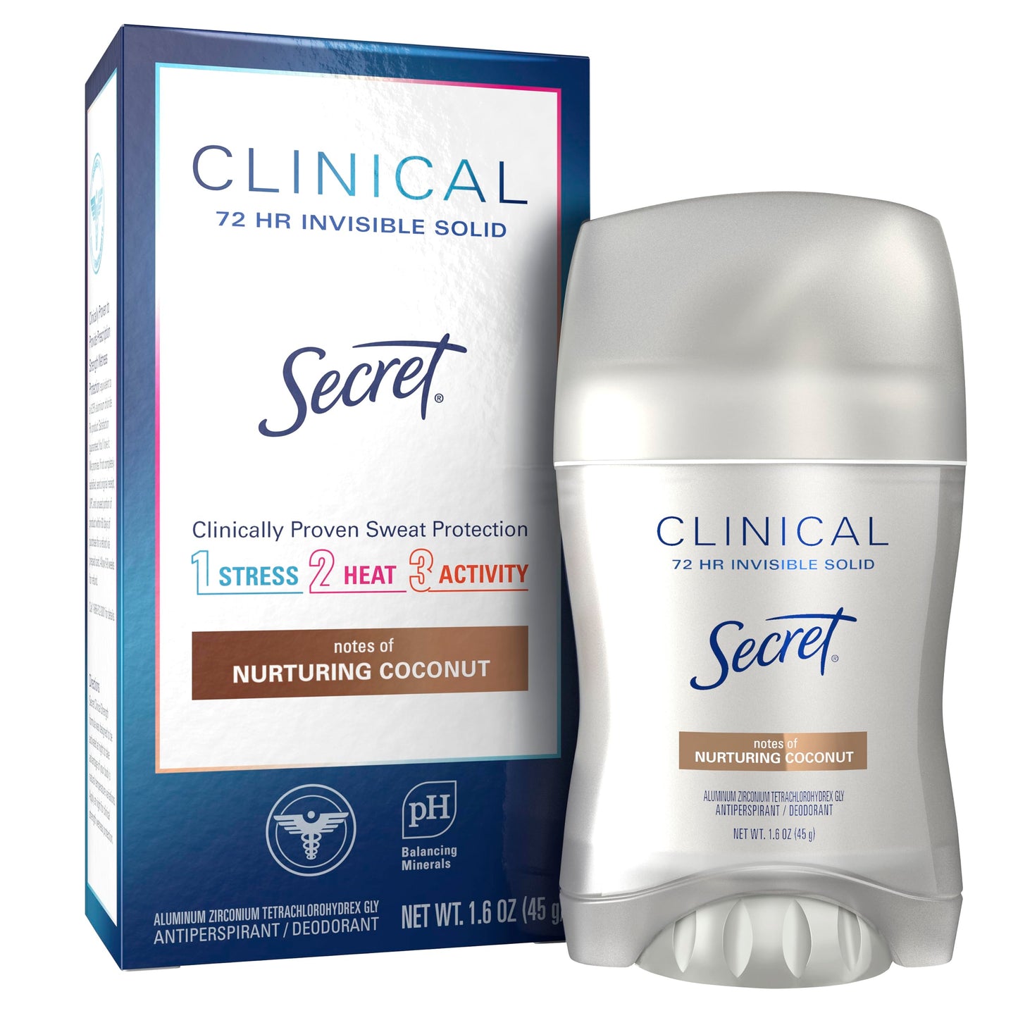 Product image of Secret Clinical Strength Antiperspirant and Deodorant Women Invisible Solid Clean Coconut 1.6 oz 1.6 oz Pack