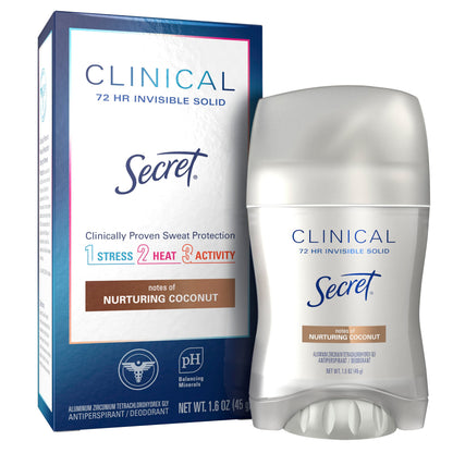 Product image of Secret Clinical Strength Antiperspirant and Deodorant Women Invisible Solid Clean Coconut 1.6 oz 1.6 oz Pack
