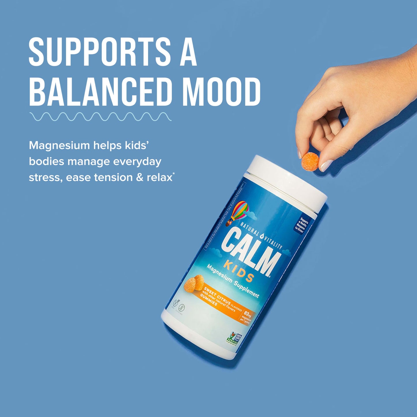 Product image of Natural Vitality Calm Kids Magnesium Supplement Gummies Sweet Citrus Flavored Supports Balanced Mood and