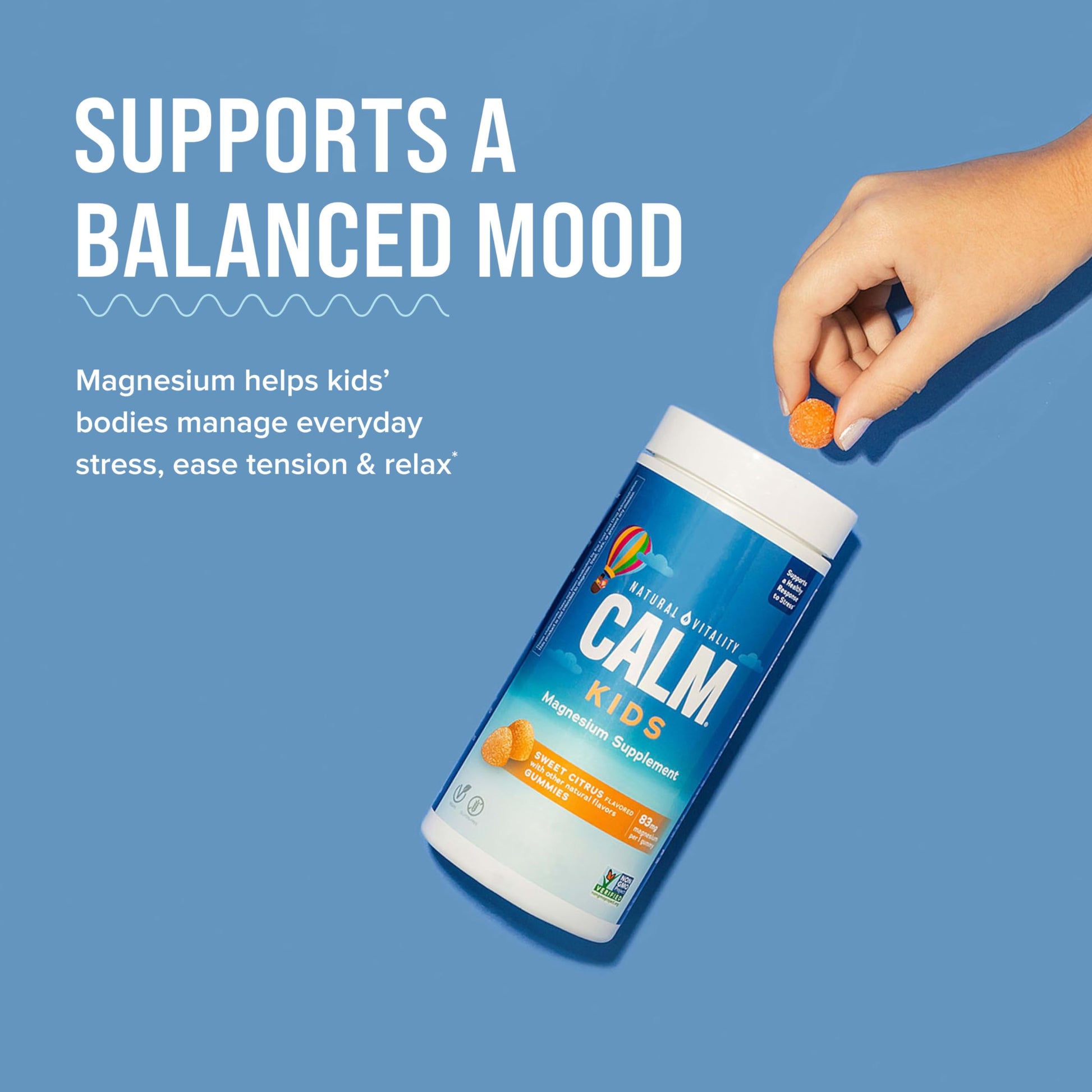 Product image of Natural Vitality Calm Kids Magnesium Supplement Gummies Sweet Citrus Flavored Supports Balanced Mood and