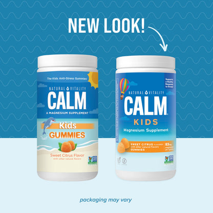 Product image of Natural Vitality Calm Kids Magnesium Supplement Gummies Sweet Citrus Flavored Supports Balanced Mood and