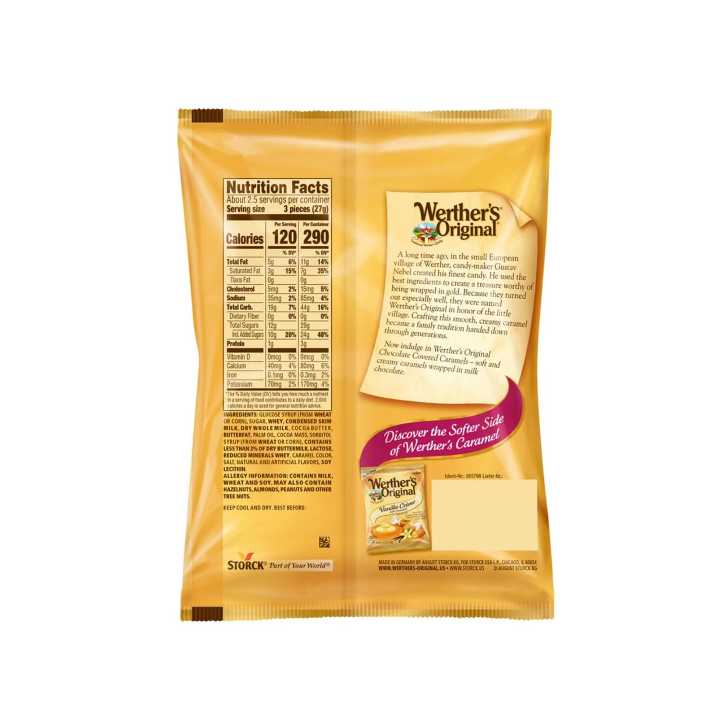 Product image of Werther's Original Chocolate Covered Caramels 2.22 oz 2.22 oz Pack of 2