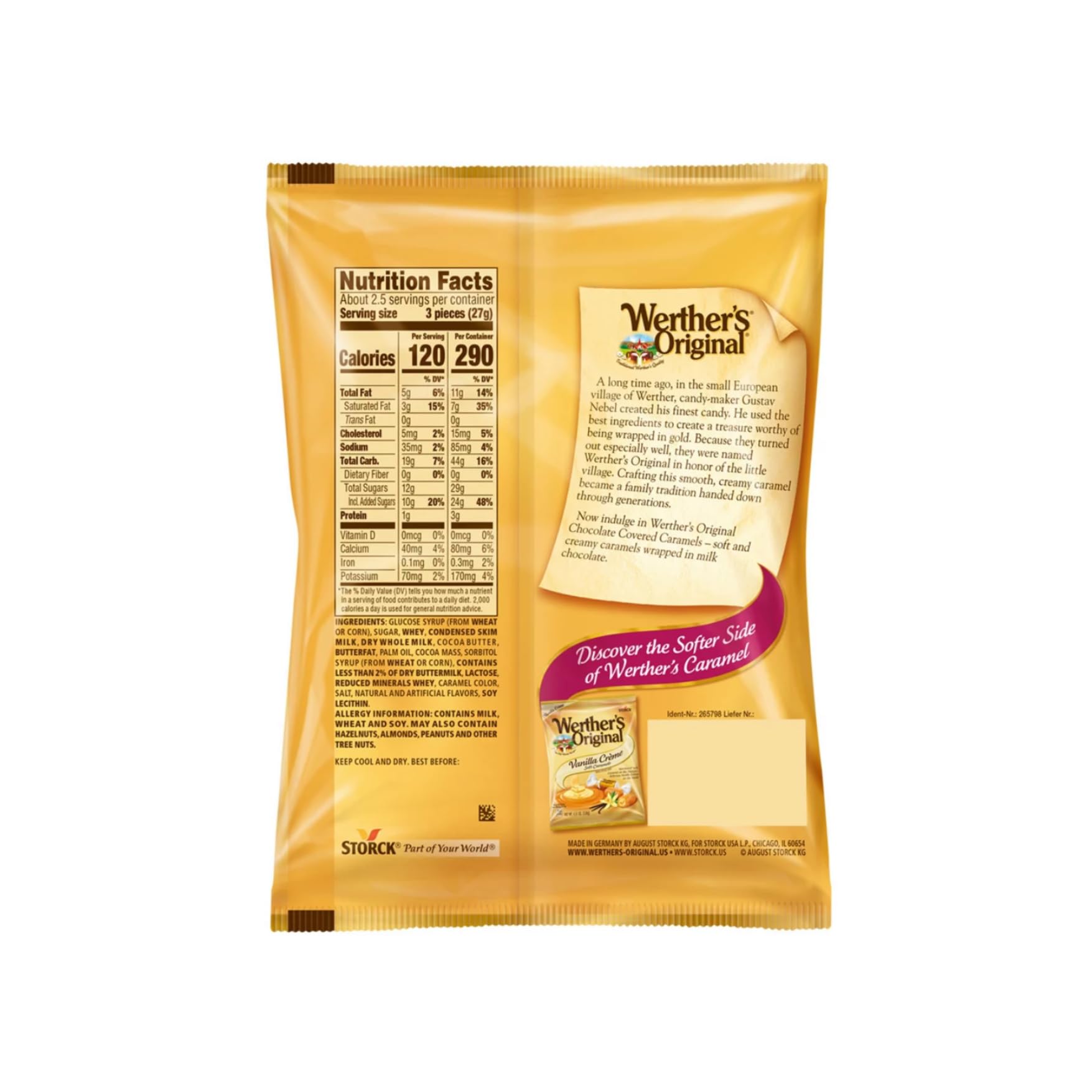 Product image of Werther's Original Chocolate Covered Caramels 2.22 oz 2.22 oz Pack of 2