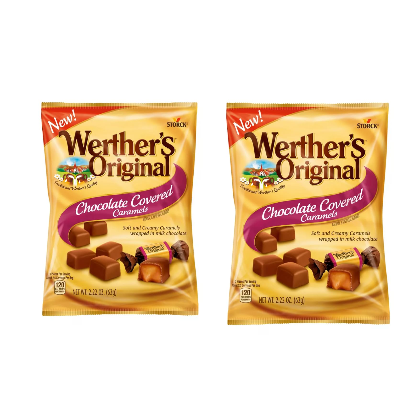 Product image of Werther's Original Chocolate Covered Caramels 2.22 oz 2.22 oz Pack of 2