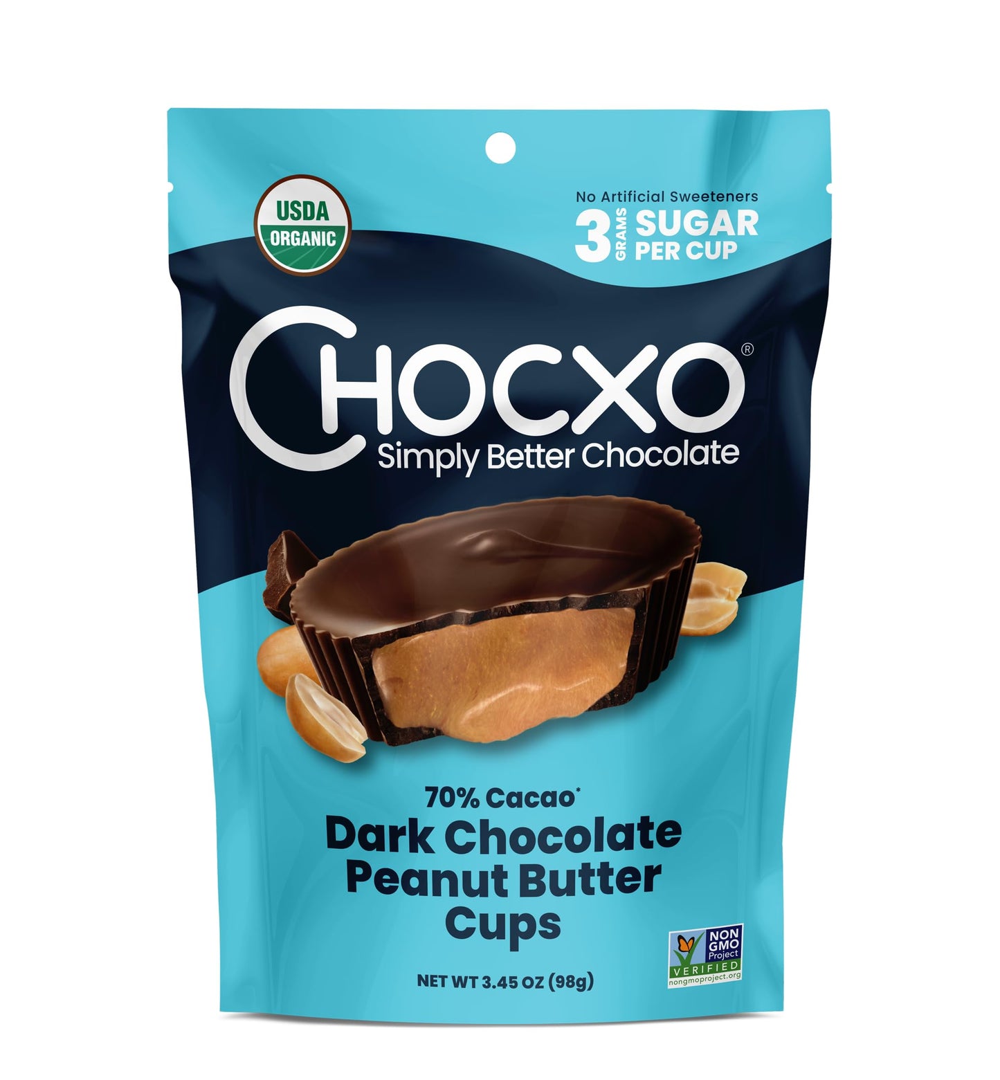 Product image of ChocXO Organic 70% Dark Chocolate Peanut Butter Cups 3.45 oz 3.45 oz