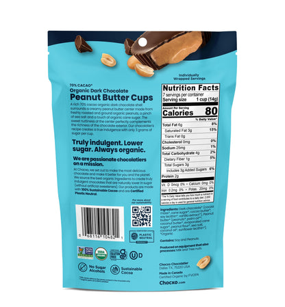 Product image of ChocXO Organic 70% Dark Chocolate Peanut Butter Cups 3.45 oz 3.45 oz