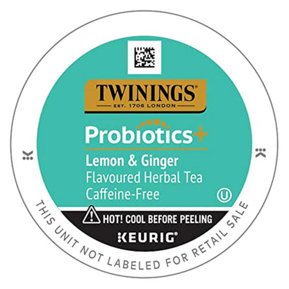 Product image of Twinings Herbal Tea Lemon and Ginger Probiotics K-Cup Pods for Keurig Naturally Caffeine Free 24 ct Pack of