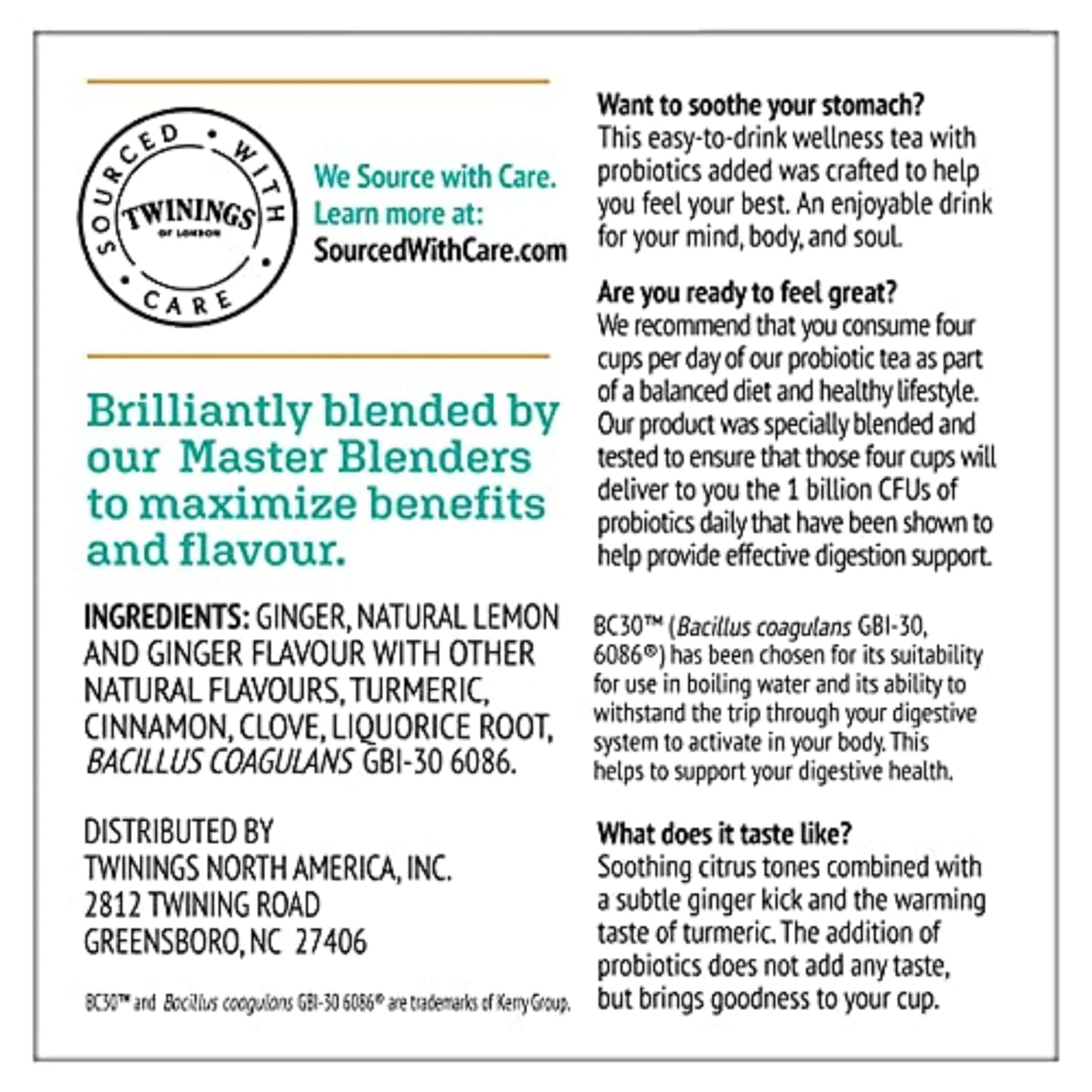 Product image of Twinings Herbal Tea Lemon and Ginger Probiotics K-Cup Pods for Keurig Naturally Caffeine Free 24 ct Pack of