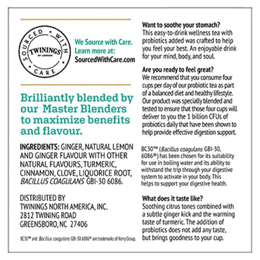 Product image of Twinings Herbal Tea Lemon and Ginger Probiotics K-Cup Pods for Keurig Naturally Caffeine Free 24 ct Pack of