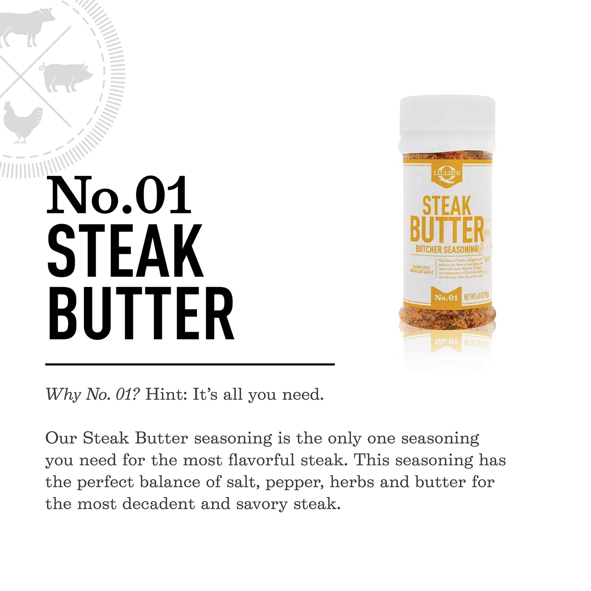 Product image of Lillie's Q Steak Butter Seasoning All-In-One Steak Seasoning Butter Garlic Salt and Black Pepper Perfect for