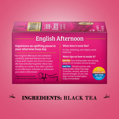 Product image of Twinings Tea English Afternoon Black Tea Caffeinated Individually Wrapped Tea Bags 20 ct Pack of 2