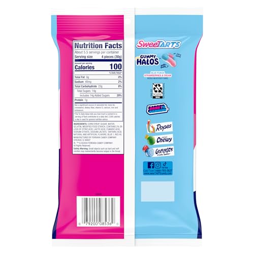 Product image of SweeTARTS Halos Candy Blue Punch and Strawberries and Cream Tart and Chewy Soft and Fluffy 6 oz 6 oz