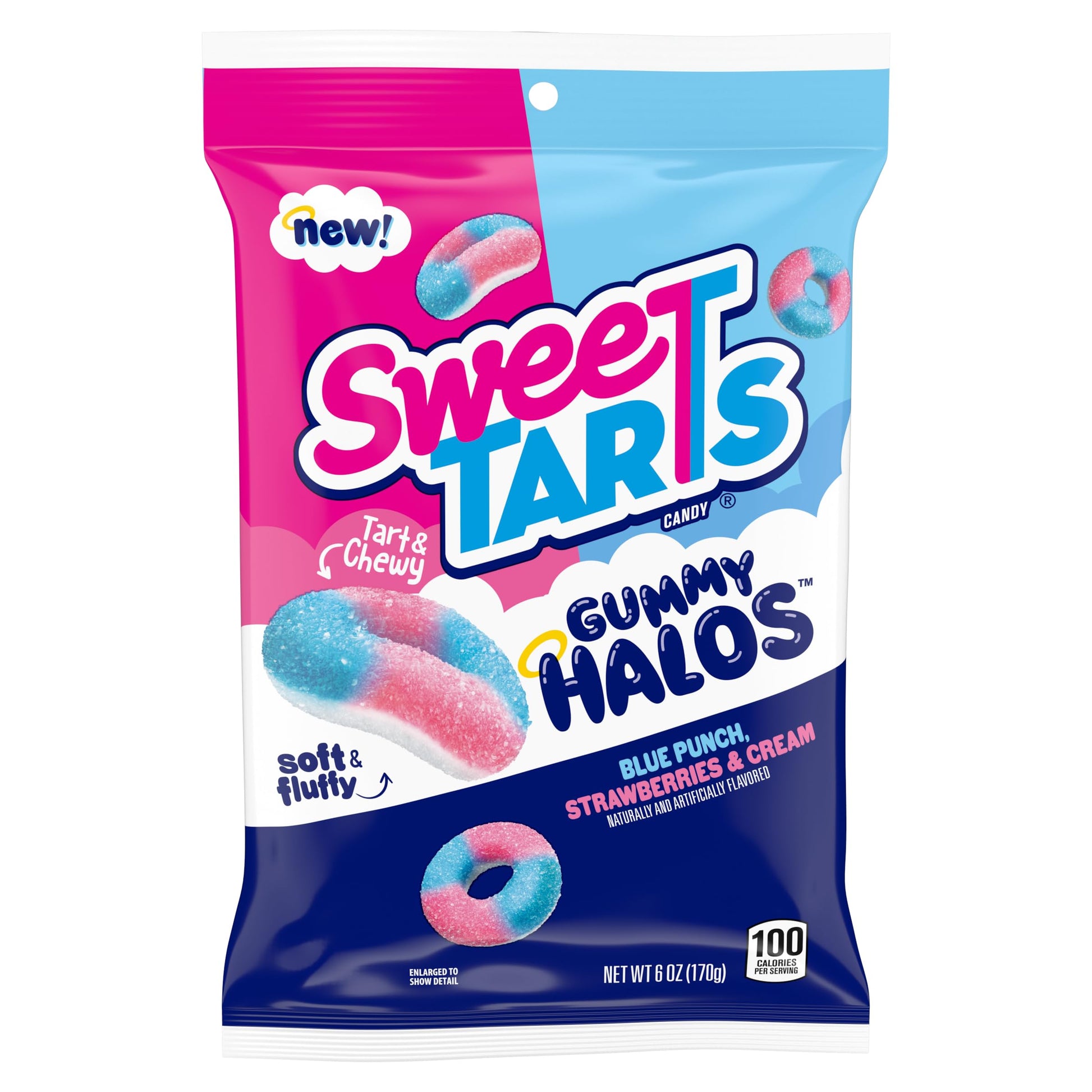 Product image of SweeTARTS Halos Candy Blue Punch and Strawberries and Cream Tart and Chewy Soft and Fluffy 6 oz 6 oz