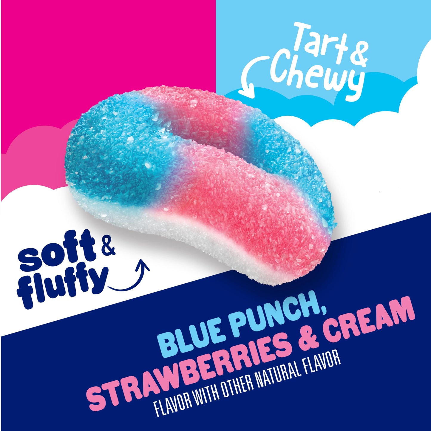 Product image of SweeTARTS Halos Candy Blue Punch and Strawberries and Cream Tart and Chewy Soft and Fluffy 6 oz 6 oz