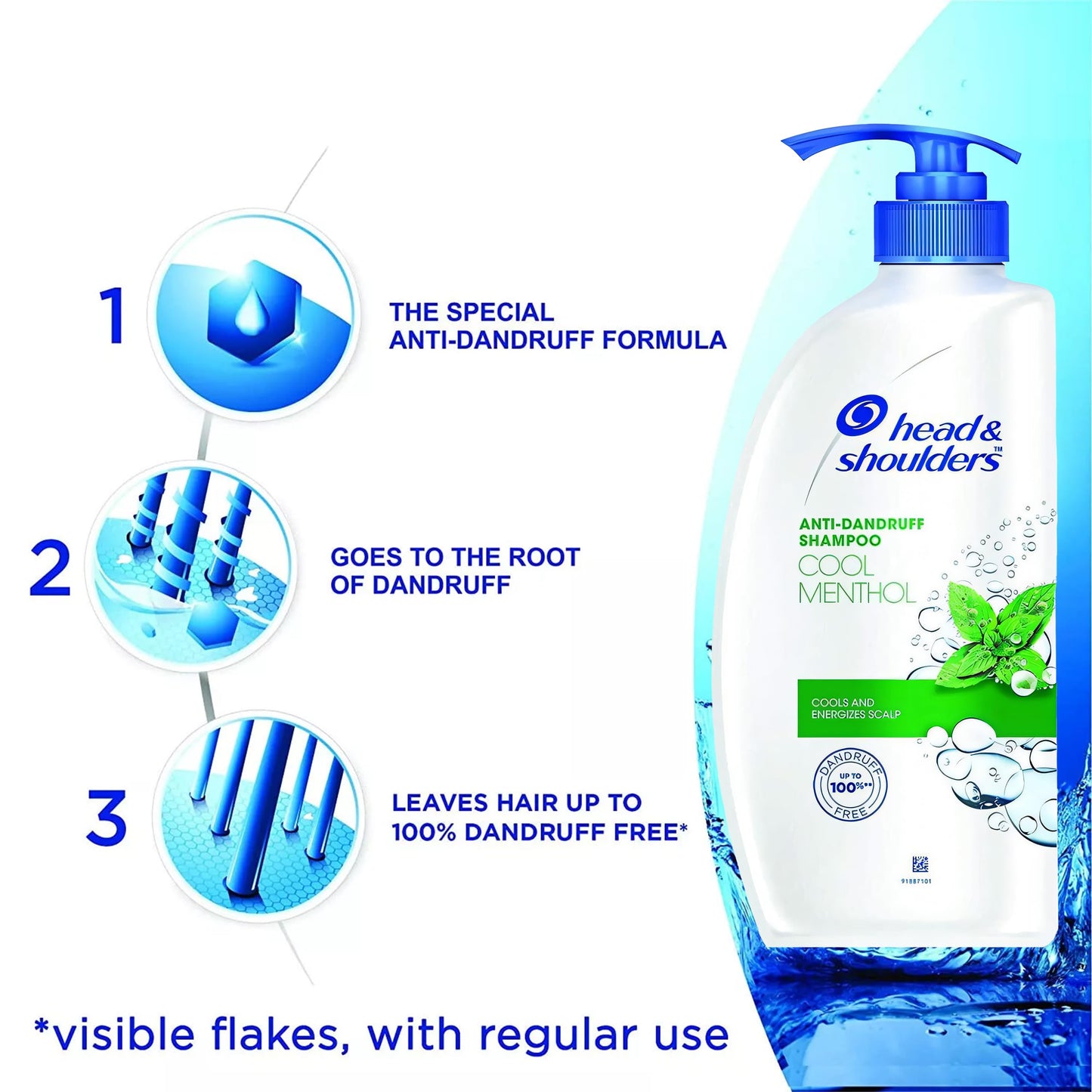 Product image of Head and Shoulders Anti Dandruff Shampoo Cool Menthol Scent Refreshes and Cleanses Scalp Daily Use For All