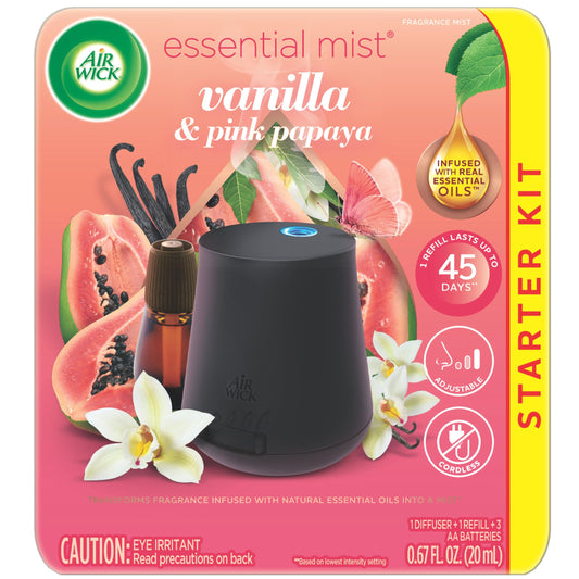 Product image of Air Wick Essential Mist Starter Kit Diffuser + Refill Vanilla and Pink Papaya Essential Oils Air Freshener