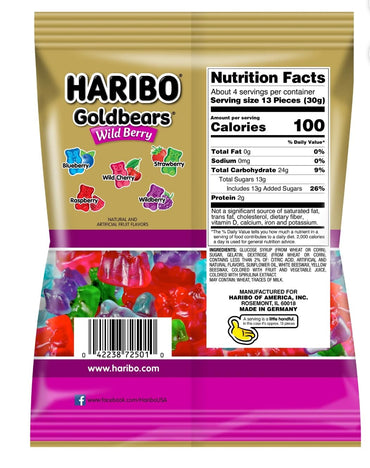 Product image of HARIBO Goldbears Wild Berry Gummi Candy Fruit Flavored Share Size Bag 5 oz 5 oz Pack of 4