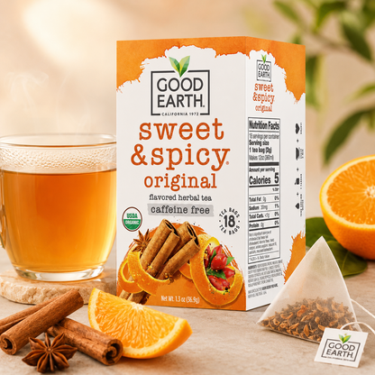 Organic Sweet & Spicy Herbal Caffeine Free Good Earth Teas