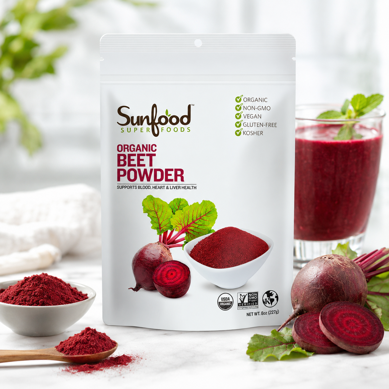 Sunfood Superfoods Organic Beet Root Powder Beetroot for Juice & 8 oz