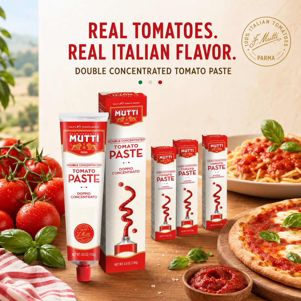 Mutti Double Concentrated Tomato Paste Doppio Concentrato . Tube 4.5 oz