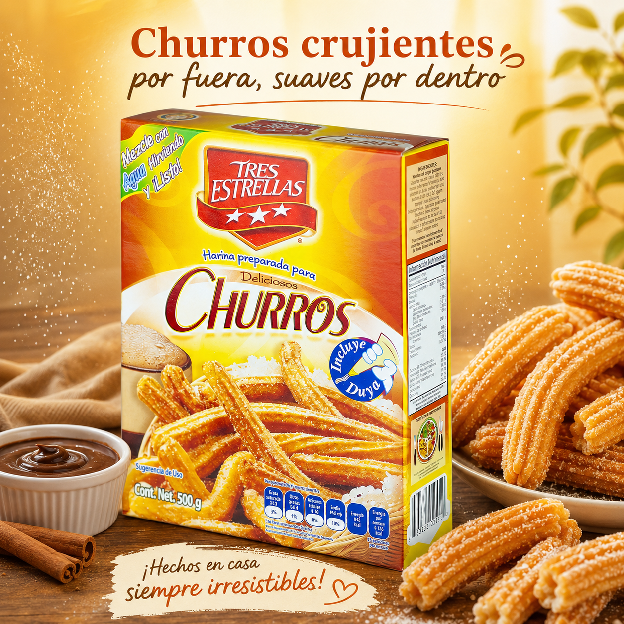 Tres Estrellas Churros Flour Mix . 17.6 oz