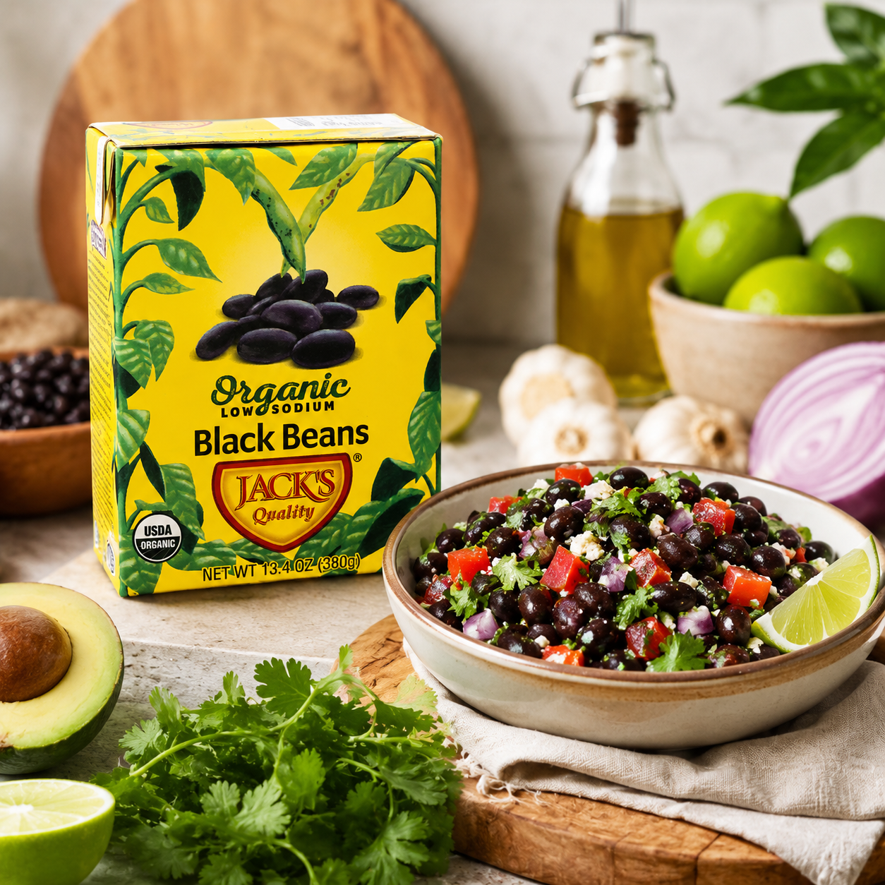 Jack's Organic Jack's Organic Black Beans . Packed with Protein 13.4 oz