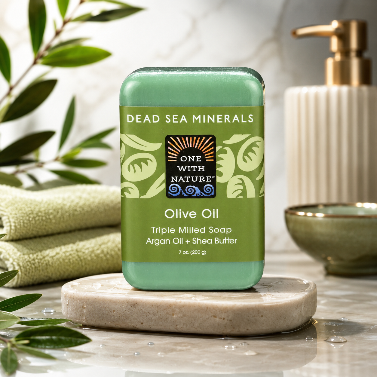 One With Nature Dead Sea Mineral Olive Oil Bar Soap 7 Oz