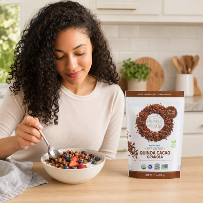 One Degree Organic Cacao Oat Quinoa Granola 6 per case. 11 Ounce