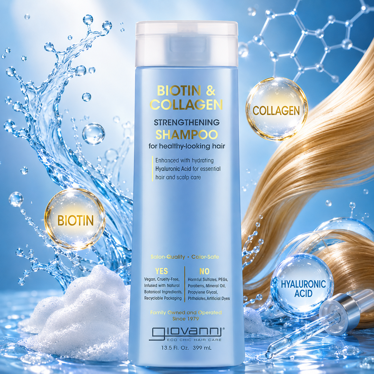 Giovanni Biotin & Collagen Shampoo Strengthening Shampoo Cruelty Free 13.5 Oz