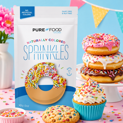 Pure Food Vegan Sprinkles for Ice Cream By Estee Natural Rainbow Color Sprinkles Sprinkles for 5oz