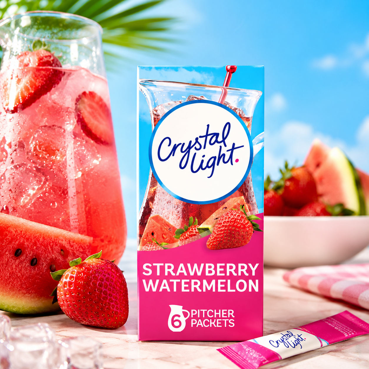Crystal Light Strawberry Watermelon Low Calories Powdered Drink Mix Pitcher 6 Count