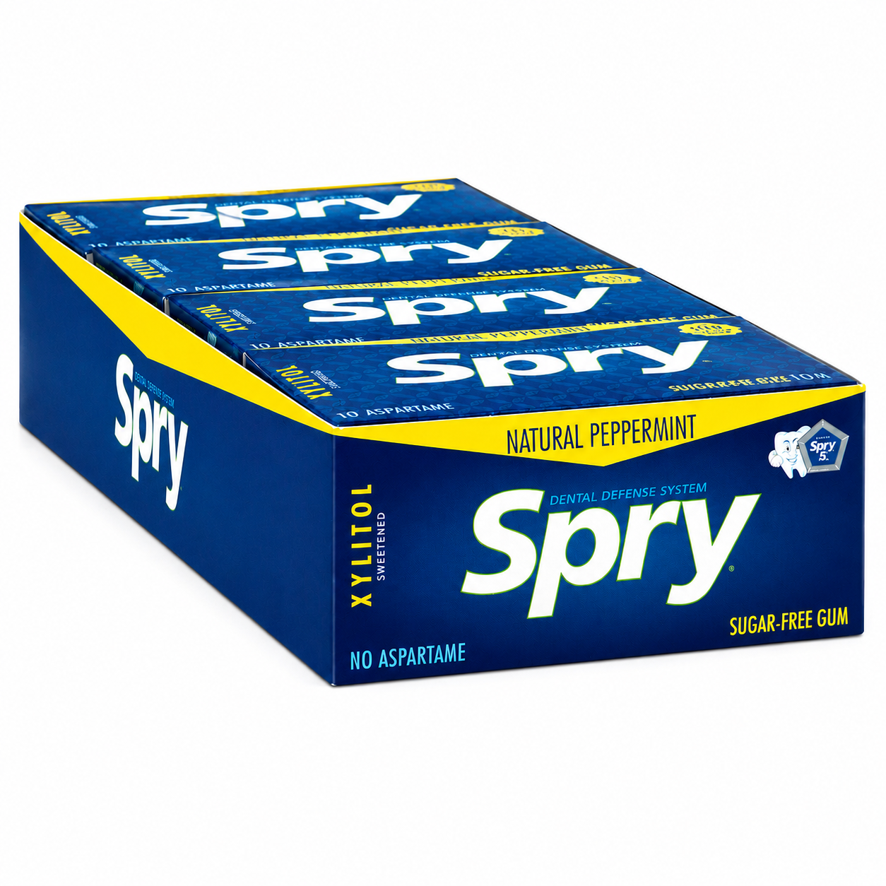 Spry Xylitol Gum Natural Peppermint Blister Cards 10 Count