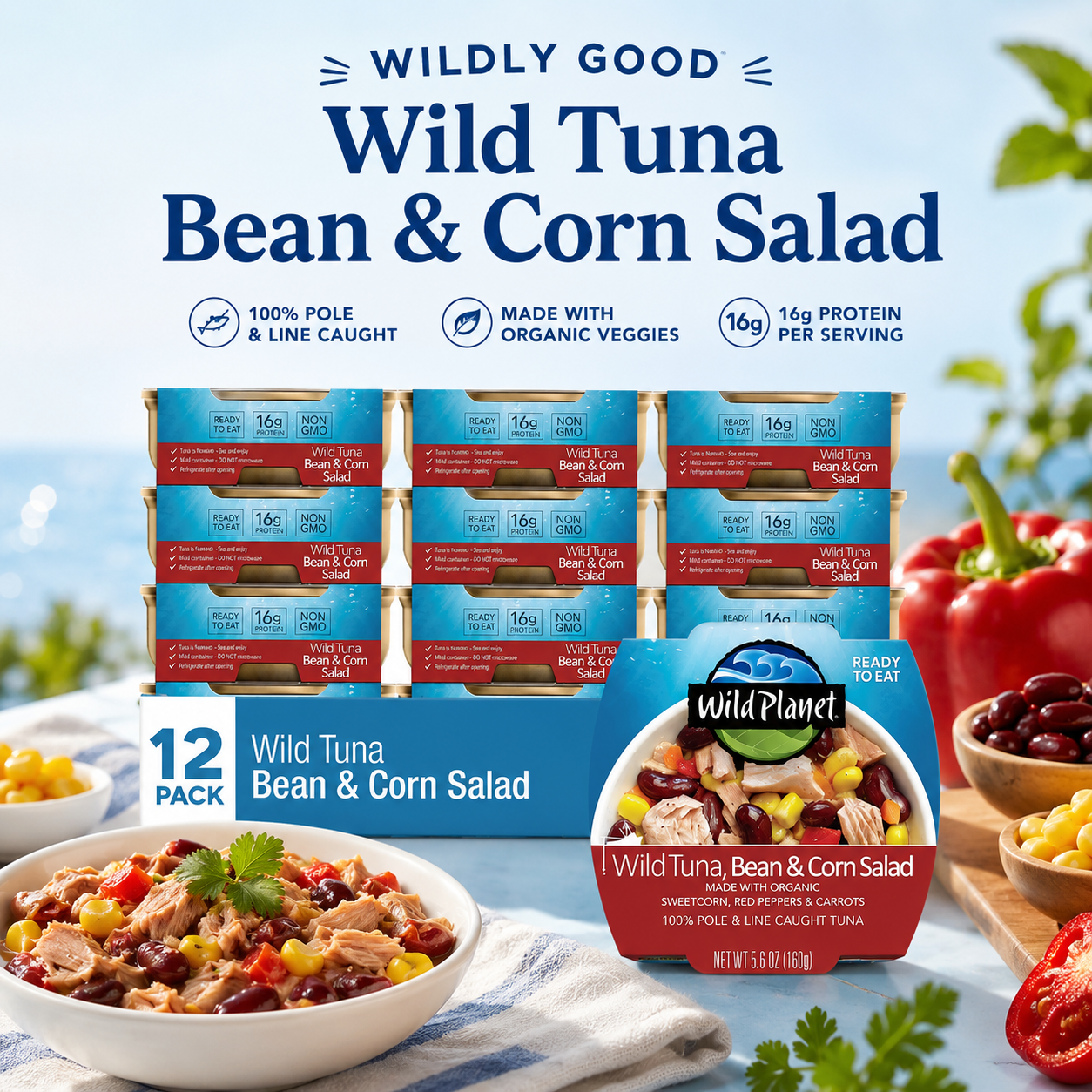 Wild Planet Ready to Eat Wild Tuna Bean & Corn 5.6oz