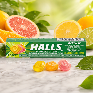 Halls Defense Assorted Citrus Vitamin C Drops 20 Sticks