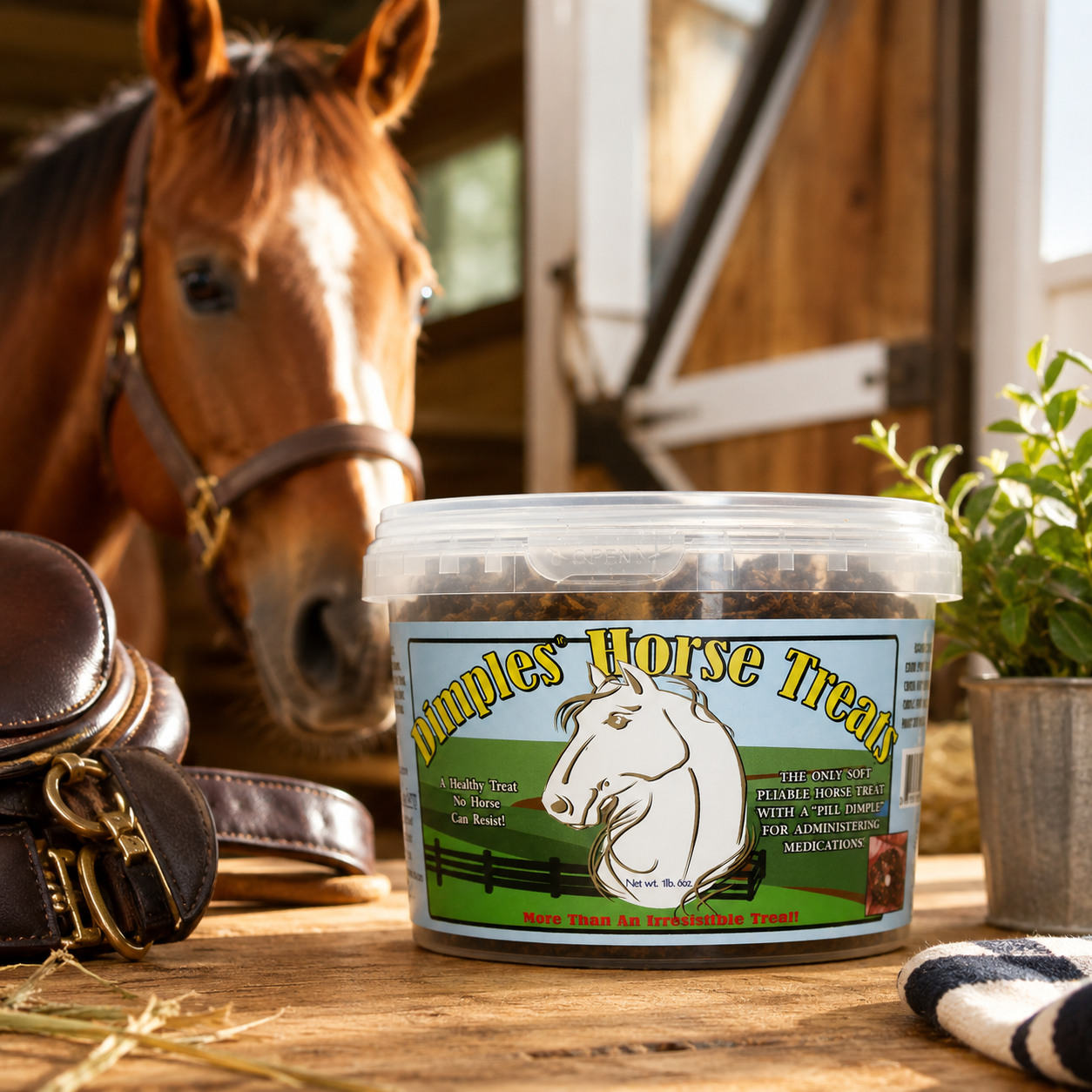 Dimples Horse Treats with Pill Dimples Tub of USA Made 1lb