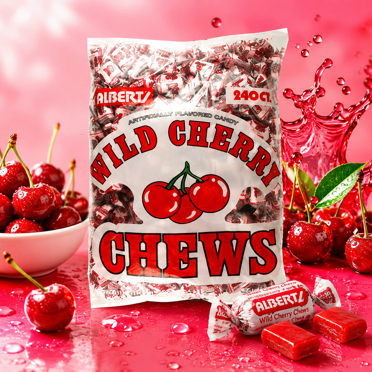 Albert's Fruit Chews Wild Cherry Flavor 240 Candies