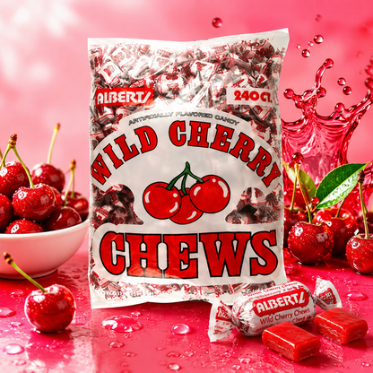 Albert's Fruit Chews Wild Cherry Flavor 240 Candies