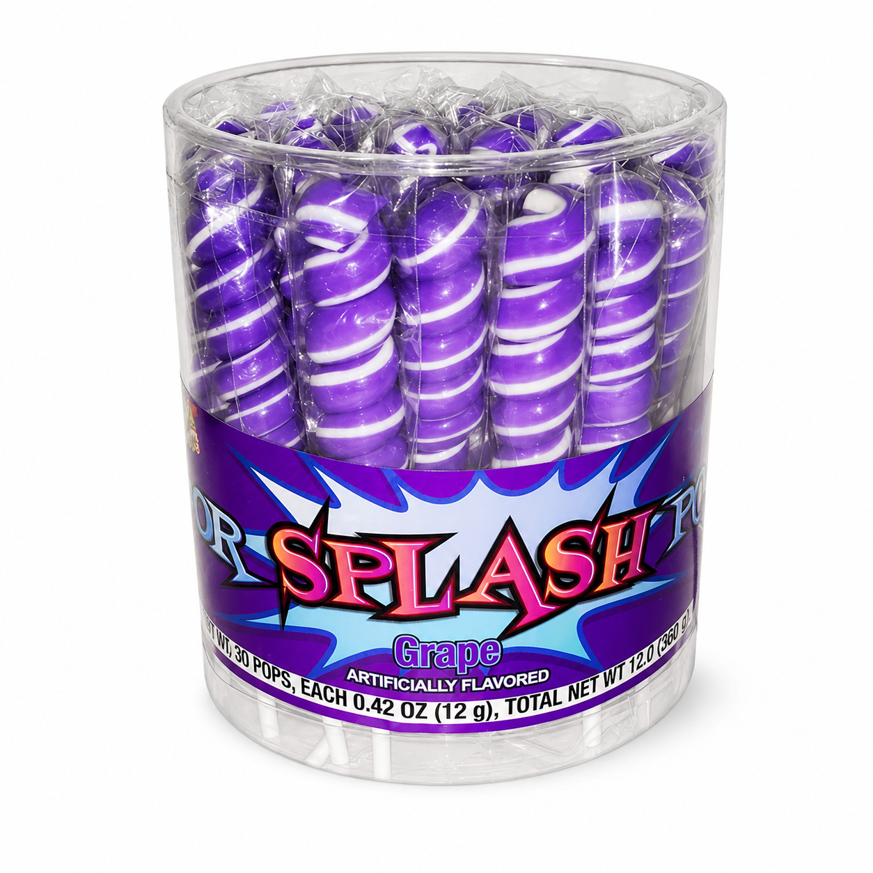 COLORSPLASH LOLLIPOPS Jar 30 Pops Purple Grape 12.69 oz