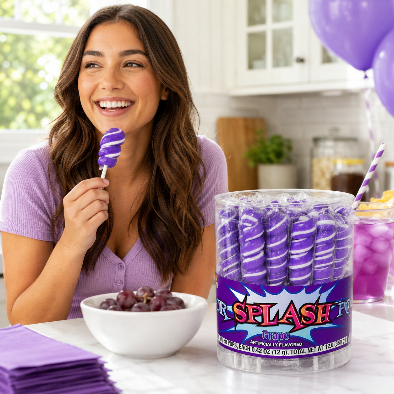 COLORSPLASH LOLLIPOPS Jar 30 Pops Purple Grape 12.69 oz