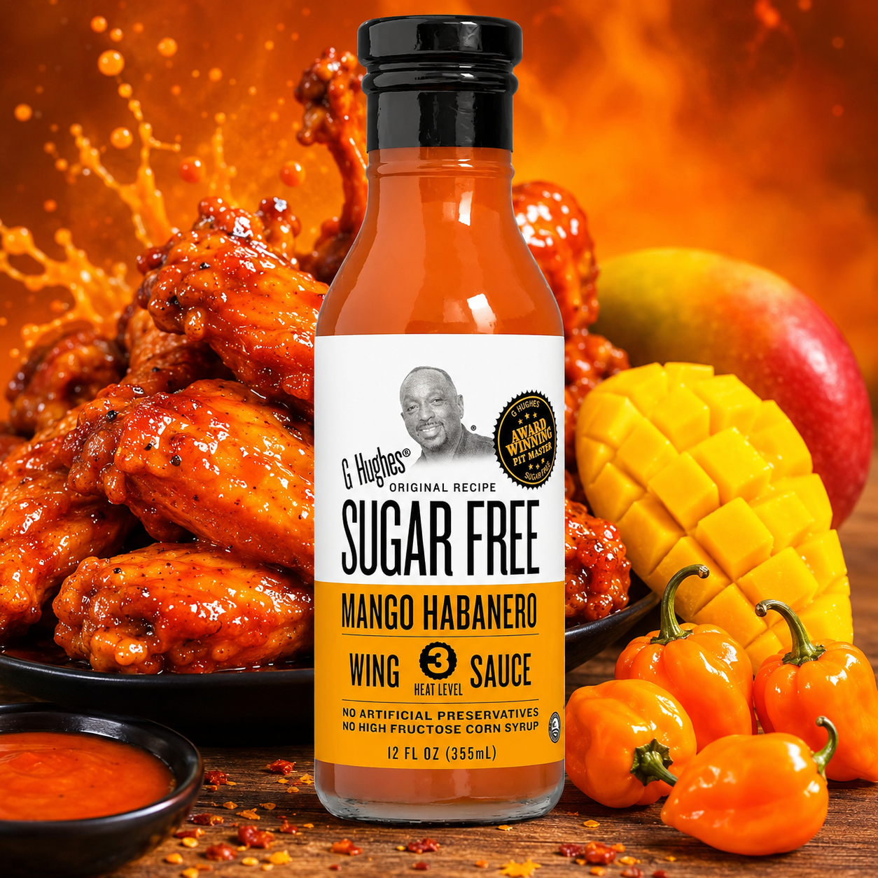G Hughes Mango Habanero Wing Sauce Hot Sauce Sauces Habanero 12 Oz