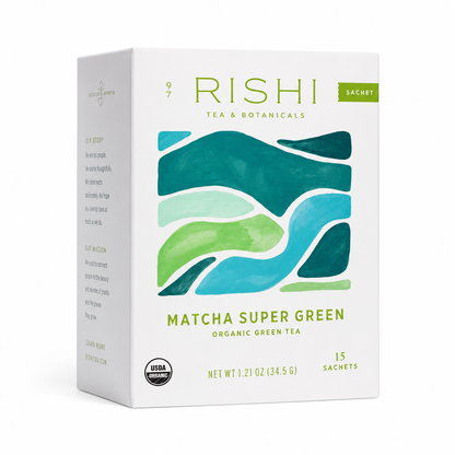 Rishi Tea Matcha Super Green Tea Organic Caffeinated Sachet 15 Count