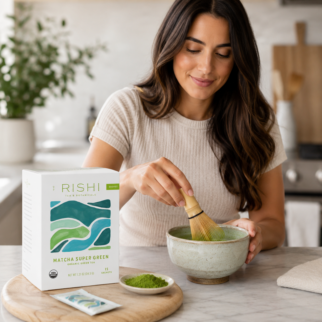 Rishi Tea Matcha Super Green Tea Organic Caffeinated Sachet 15 Count
