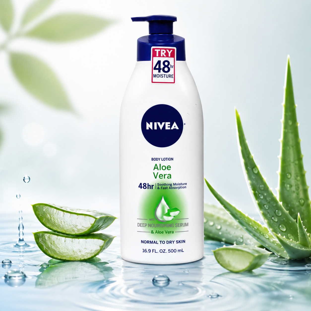 NIVEA Lotion Aloe Vera 48 Hour Pump 16.9 Ounce