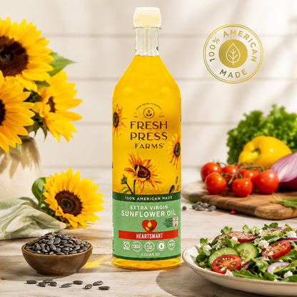 Fresh Press Fresh Farms Cold Pressed Extra Virgin Sunflower Oil High 33.8 Fl Oz