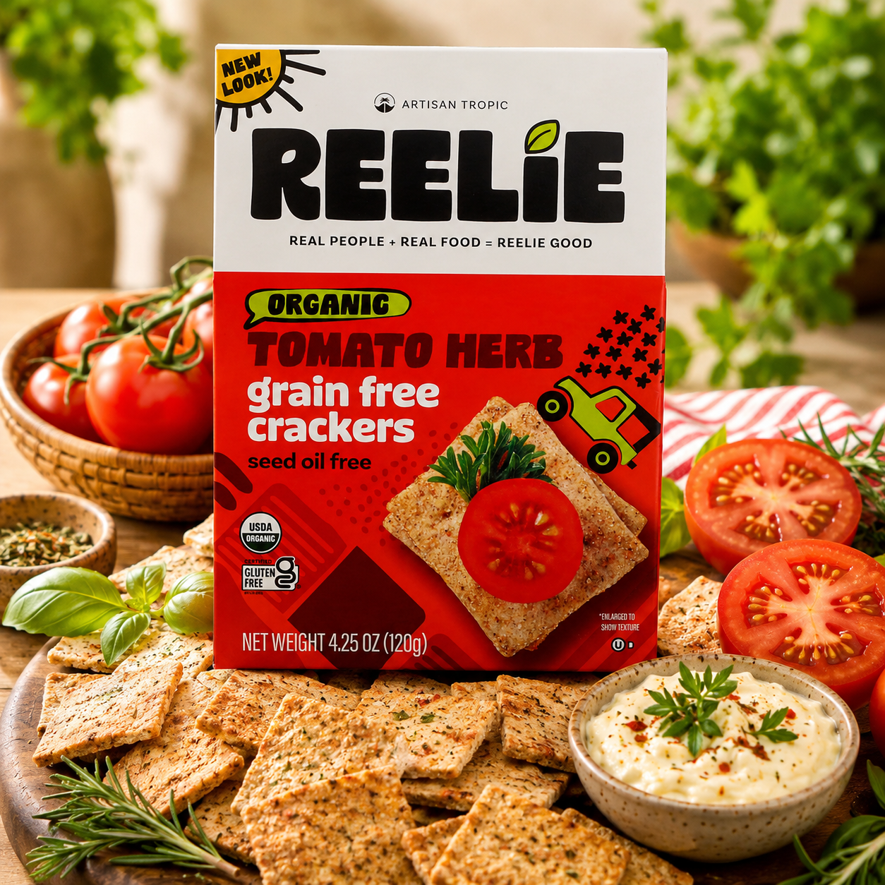 Artisan Tropic Reelie Organic Tomato Herb Crackers 4.25 OZ