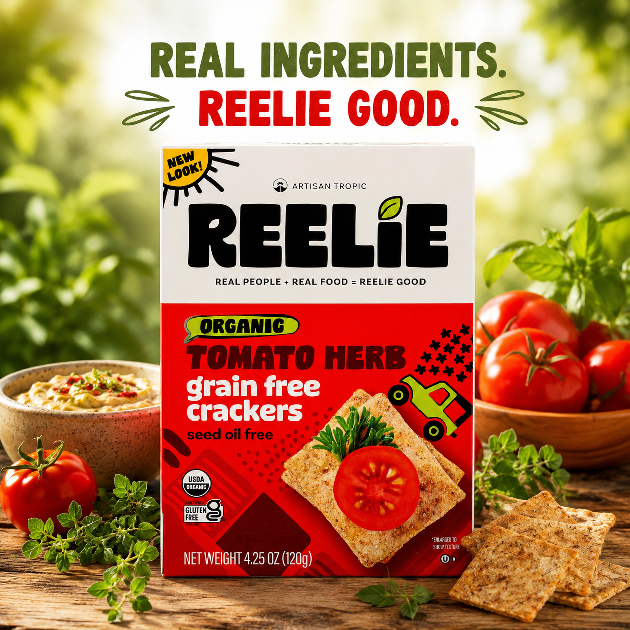 Artisan Tropic Reelie Organic Tomato Herb Crackers 4.25 OZ